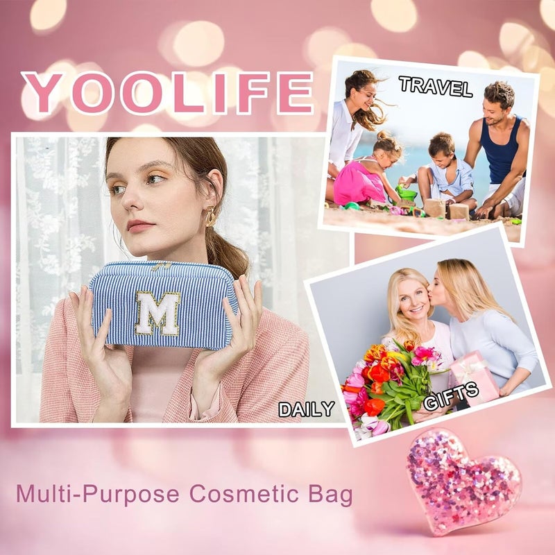 YOOLIFE Travel Makeup Bag for Women - Initial Cosmetic Bag Toiletry Pouch Make Up Case for Women Friend Sister Teacher, Personalized Birthday Gifts for Women, Blue Z - Image 3